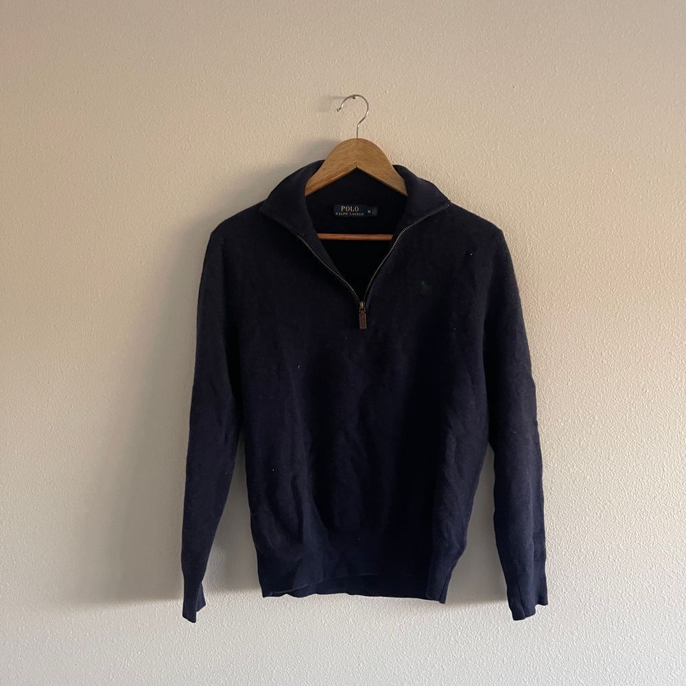 Polo Ralph Lauren Merino‎ Wool Navy 1/4 Zip Sweater Men's Size Medium